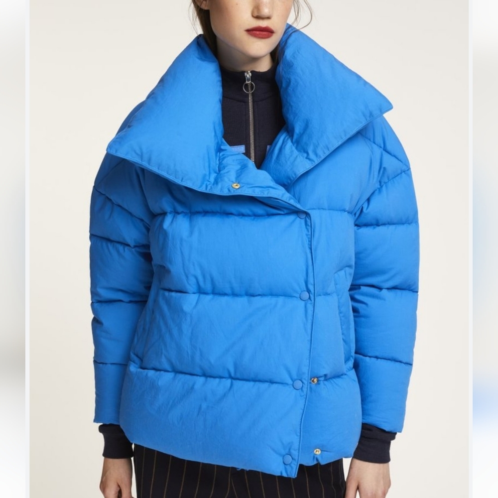 Closed Blue Puffer Jacket Oversized Winter Coat